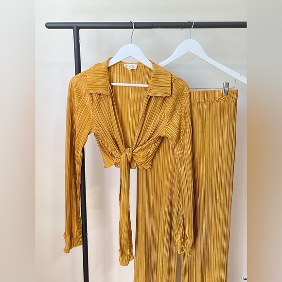 spring haze Pants - Spring Haze Gold Pleated Pant Set Size Large